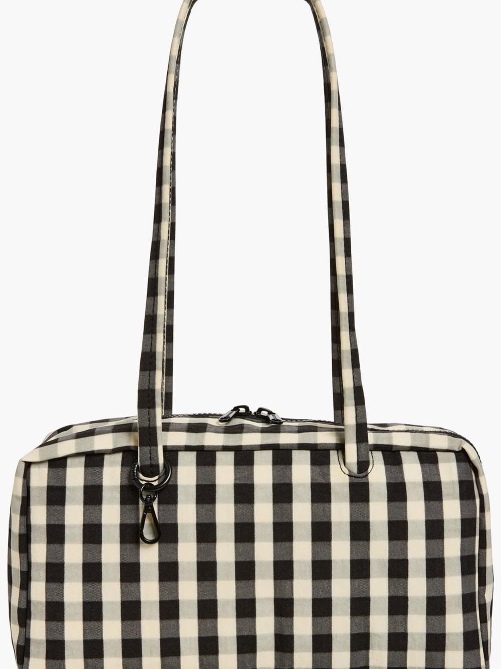 BAGGU Nylon Bowler Bag Black And Cream Gingham
